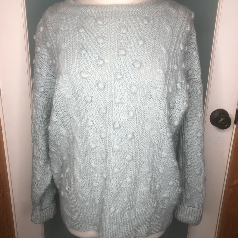 Vintage baby blue hand knit sweater